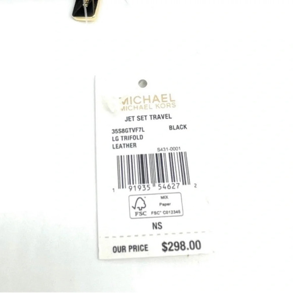 Michael Kors Large Trifold Wallet Black/Gold - Picture 8 of 8